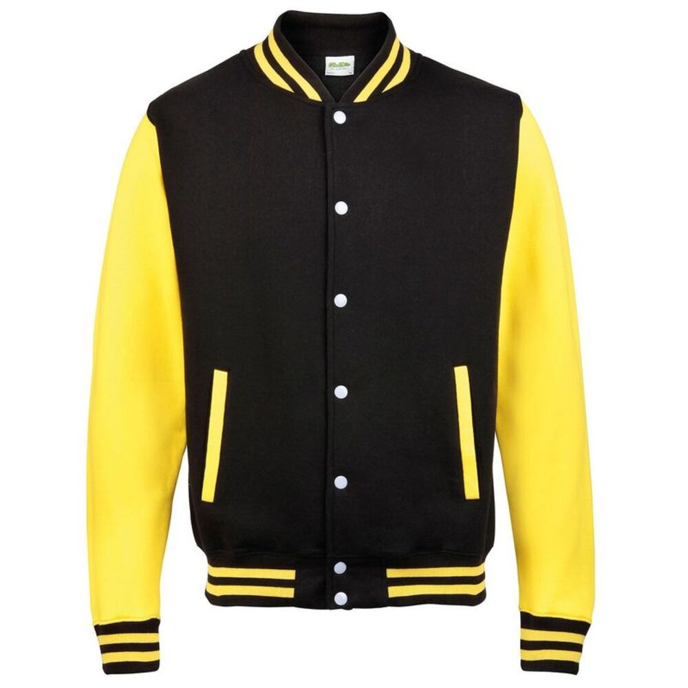 Awdis Unisex Adult Varsity Jacket / Jet Black/Sun Yellow